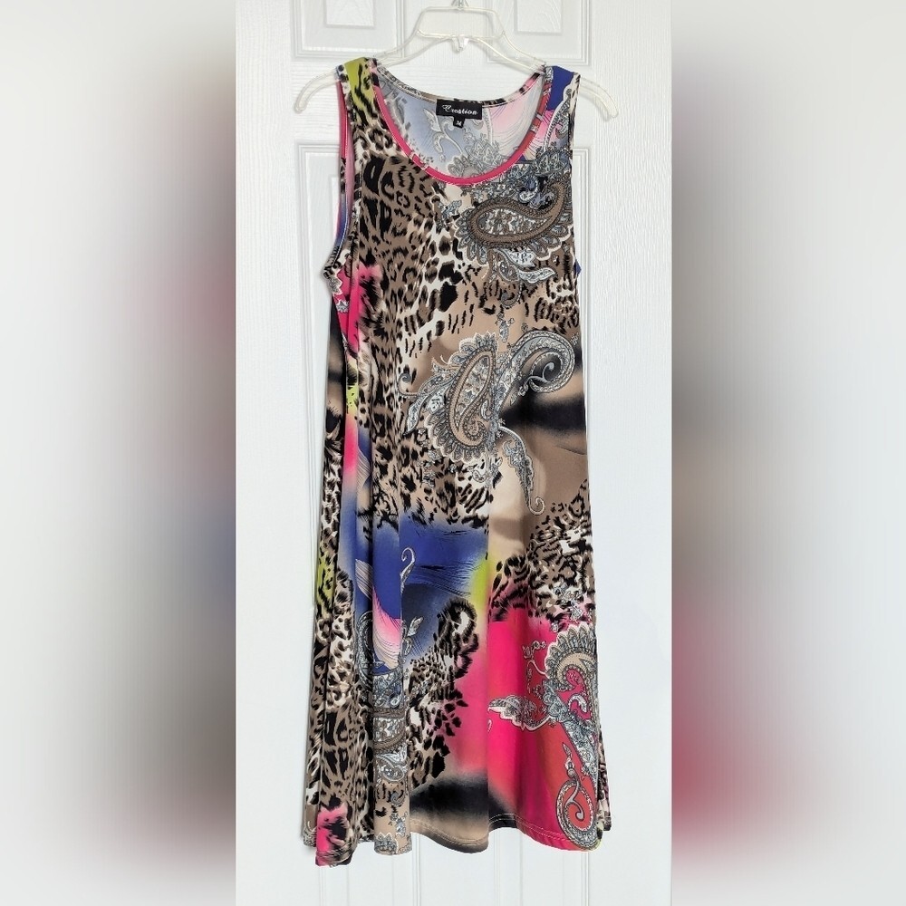 Vibrant Bohemian (Medium) Paisley&Animal Print Lightweight Sleeveless Maxi Dress